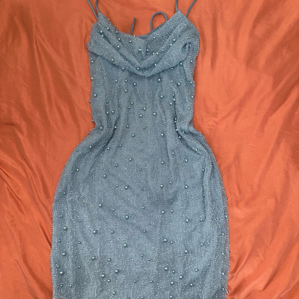 Oh Polly Blue Embellished Dress